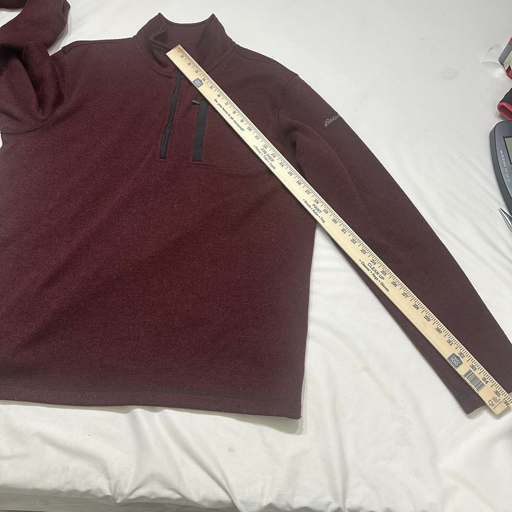 Eddie Bauer Mens Sweater Fleece 1/4 Zip Pullover‎ Sweatshirt Burgundy Red Sz XXL - Picture 9 of 10